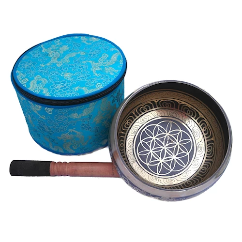 Flower of life bowl w/silk pouch 6\" SB-835